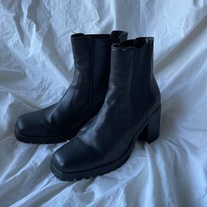 Urban Outfitters Leather Square Toe Chelsea Boots
